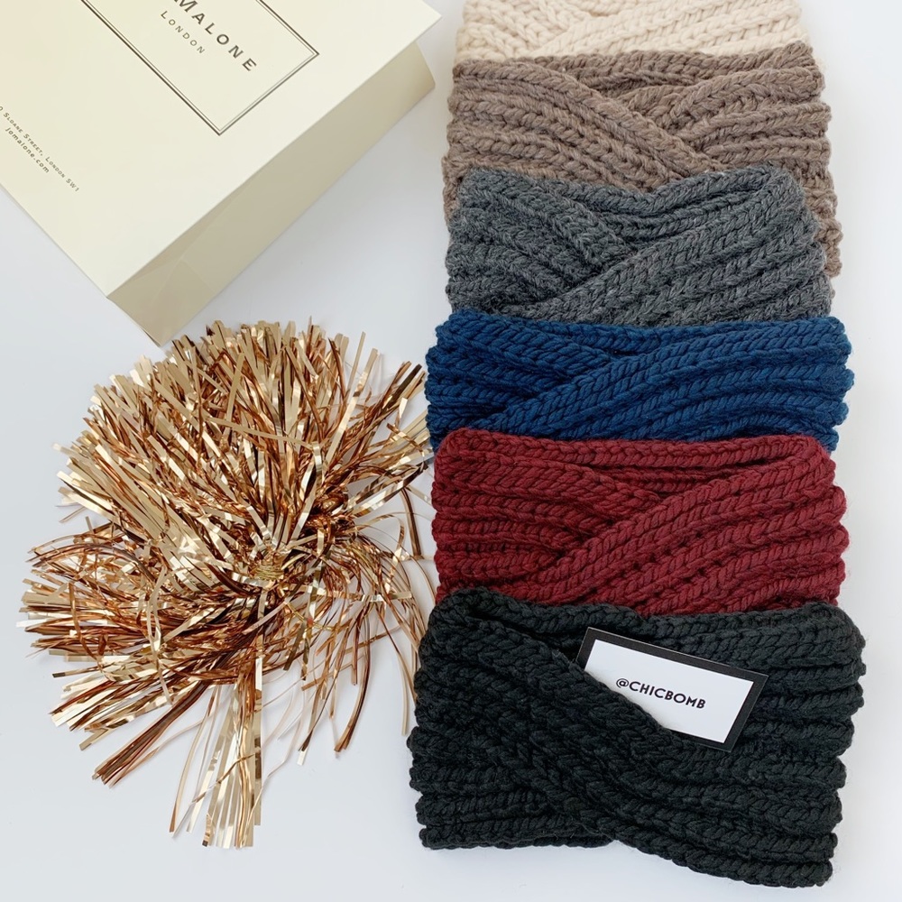 Chunky Knitted Winter Headband - Black